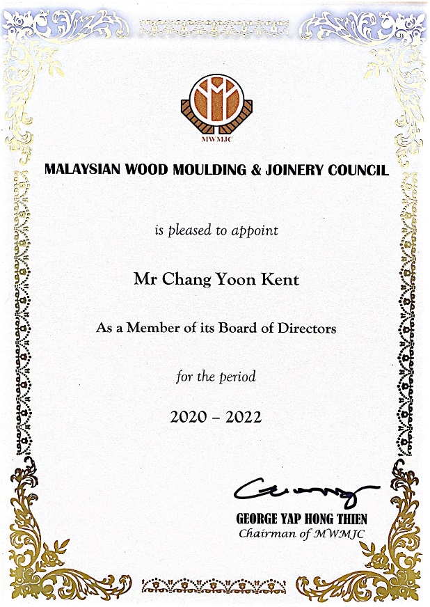 Malaysian Wood & Moulding Joinery Council MWMJC member & BOD 2021-22